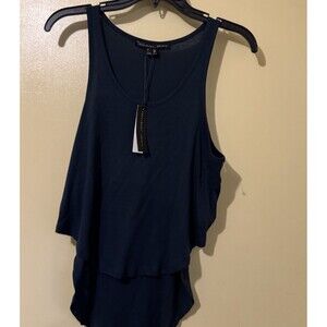 Theyskens Theory Top High Low Sleeveless Women's Dark BlueTank Top - Size P